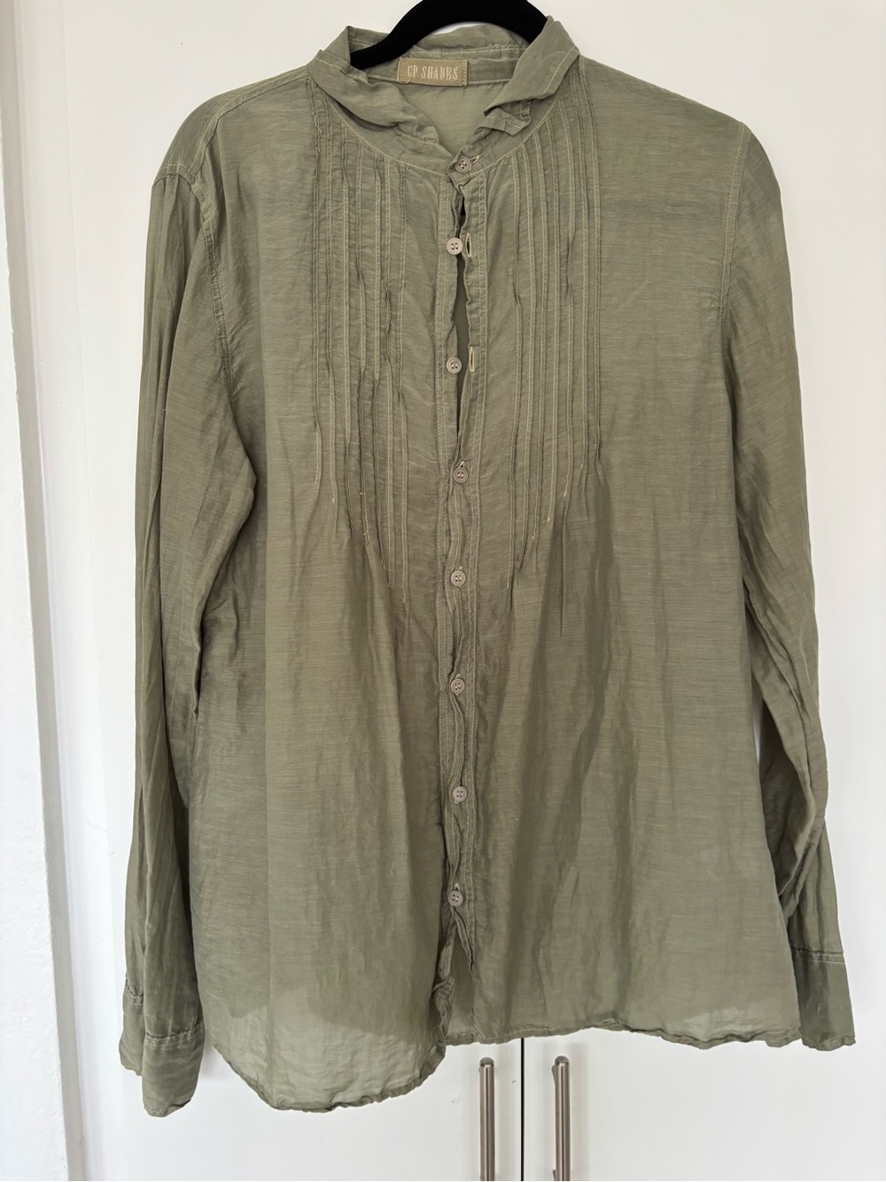 CP Shades Olive Green Pintuck Button-Down Shirt